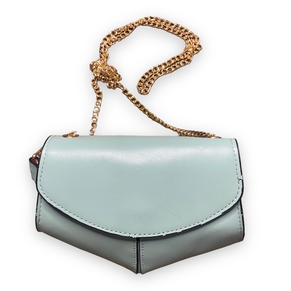 TURQUOISE WOMENS CROSSBODY GOLD CHAIN BELT BAG - Picture 1 of 4